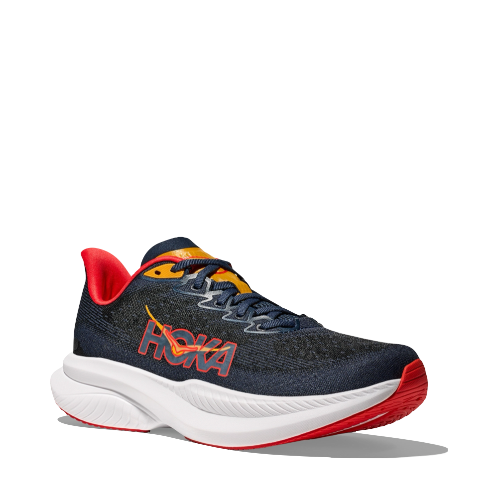 Mudguard and Toe view of Hoka Mach 6 Sneaker for men.
