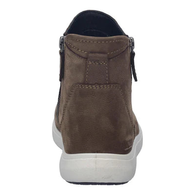 Josef Seibel Women's Megan 12 Double Side Zip Sneaker Bootie in Brasil Taupe Suede