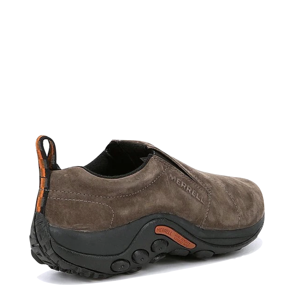 Heel and Counter view of Merrell Jungle Moc Pigskin Nubuck Slip On for men.