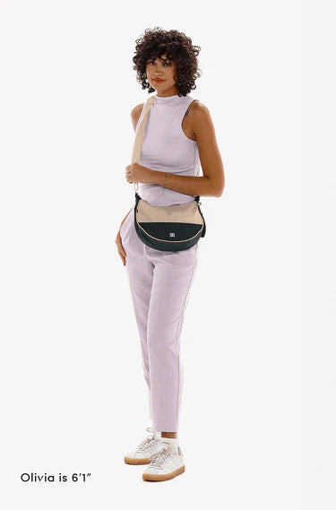 Sherpani Mina Crescent Crossbody Bag in Con Leche Beige