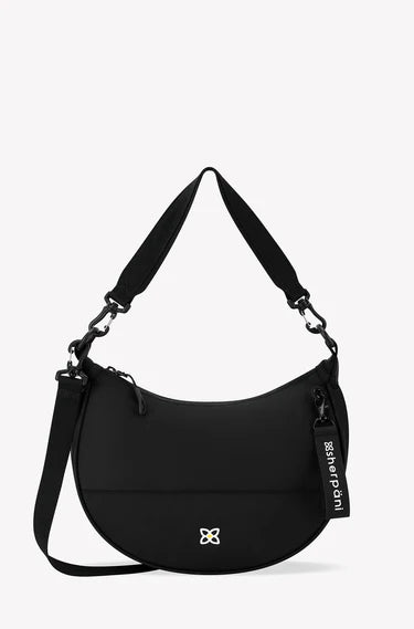 Sherpani Mina Crescent Crossbody Bag in Raven Black