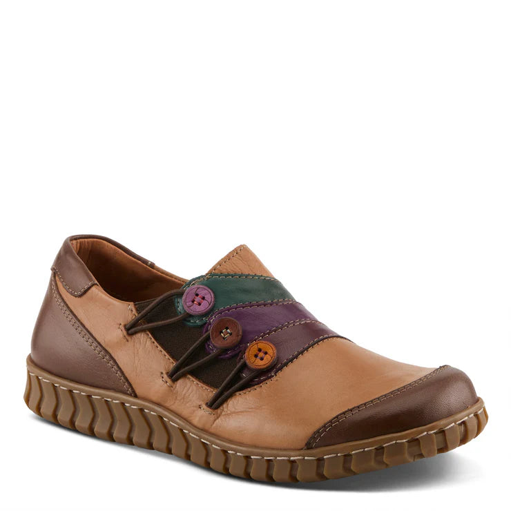 Spring Step Women's Neeta Slip On Shoe in Camel Multi