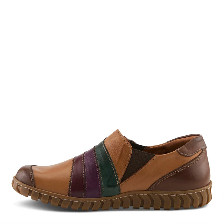 Spring Step Women's Neeta Slip On Shoe in Camel Multi