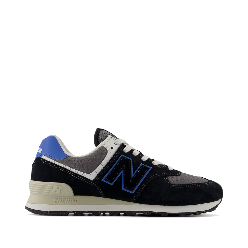 New Balance Men's 574 Sneaker in Black with Blue Agate