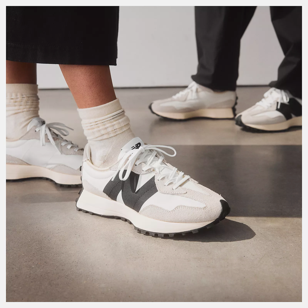 Model view of New Balance 327 Lifestyle Sneaker for women.