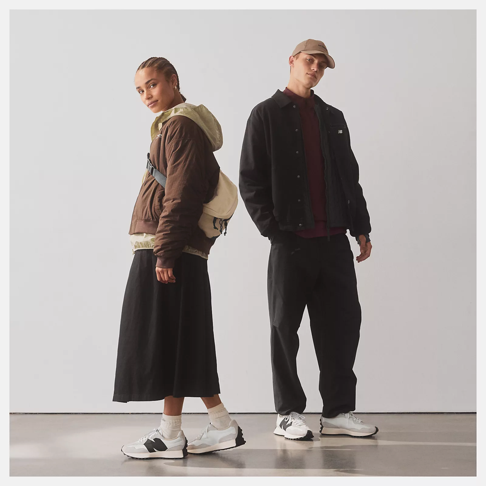 Model view of New Balance 327 Lifestyle Sneaker for women.