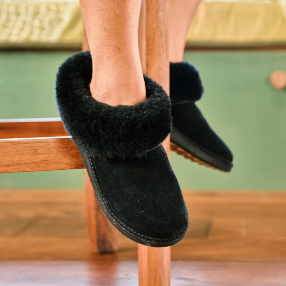 Model view of OluKai Ku'i Scuff Slipper for women.