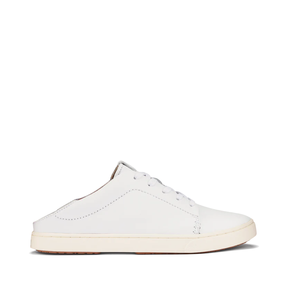 Side (right) view of OluKai Pehuea Li'lli Sneaker for women with heel down.