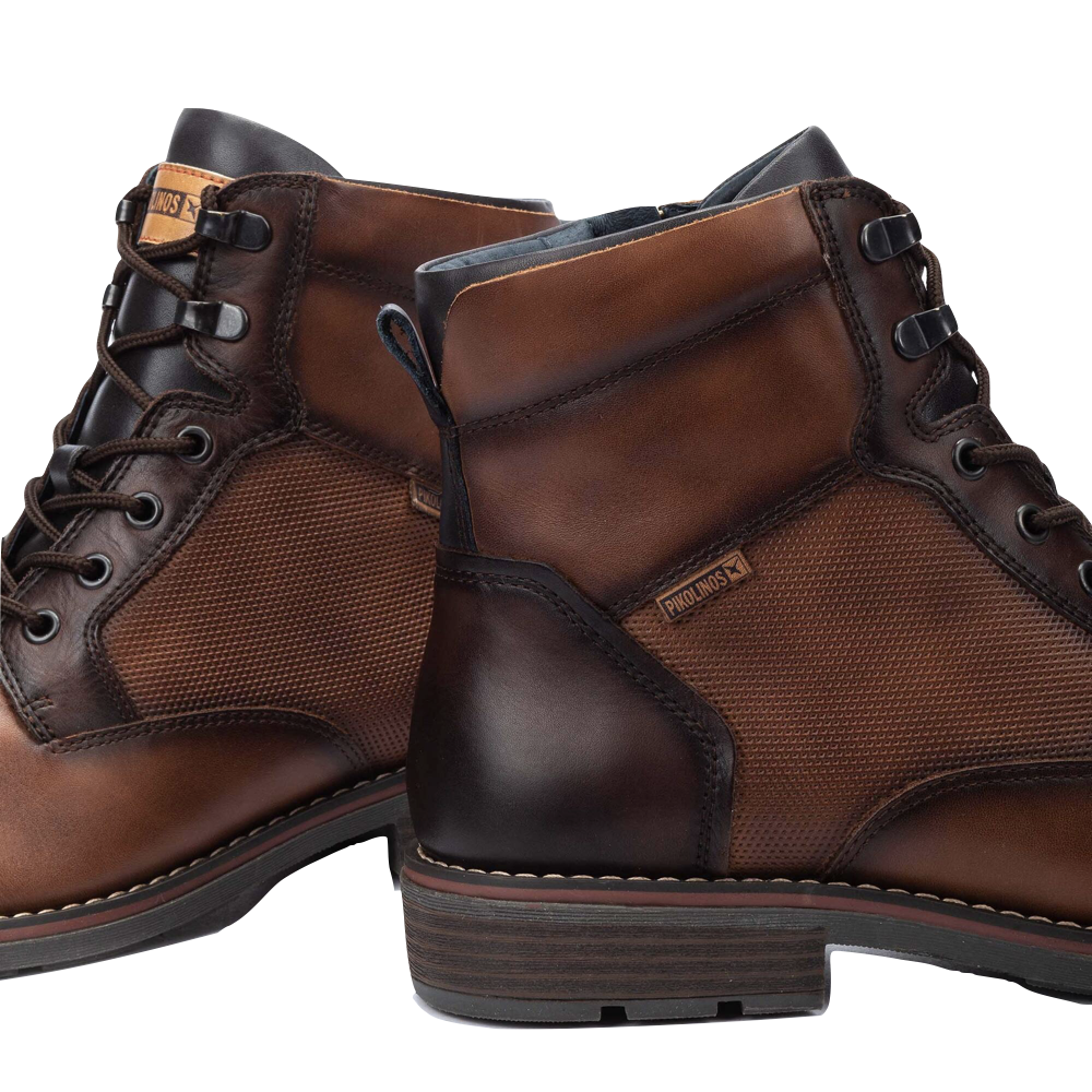 Close-up view of Pikolinos York Leather Lace Boot for women.