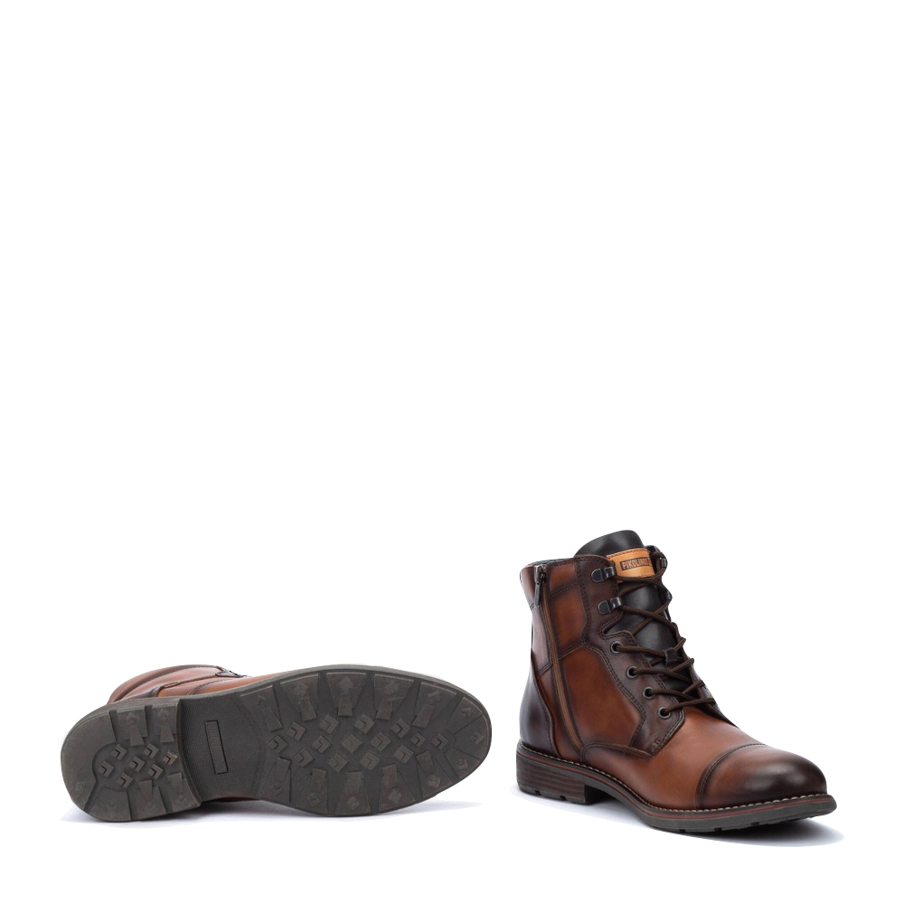 Bottom and side view of Pikolinos York Leather Lace Boot for women.