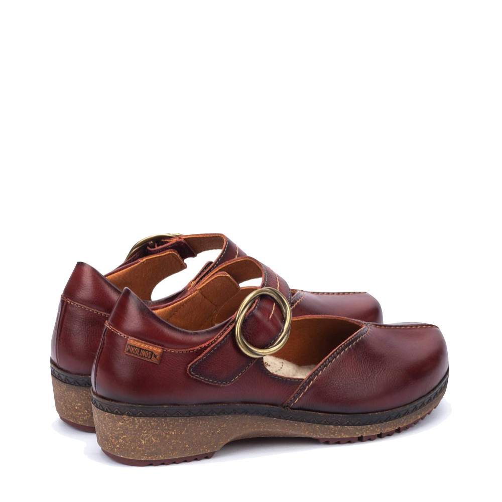 Heel view of Pikolinos Granada Leather Mary Jane for women.