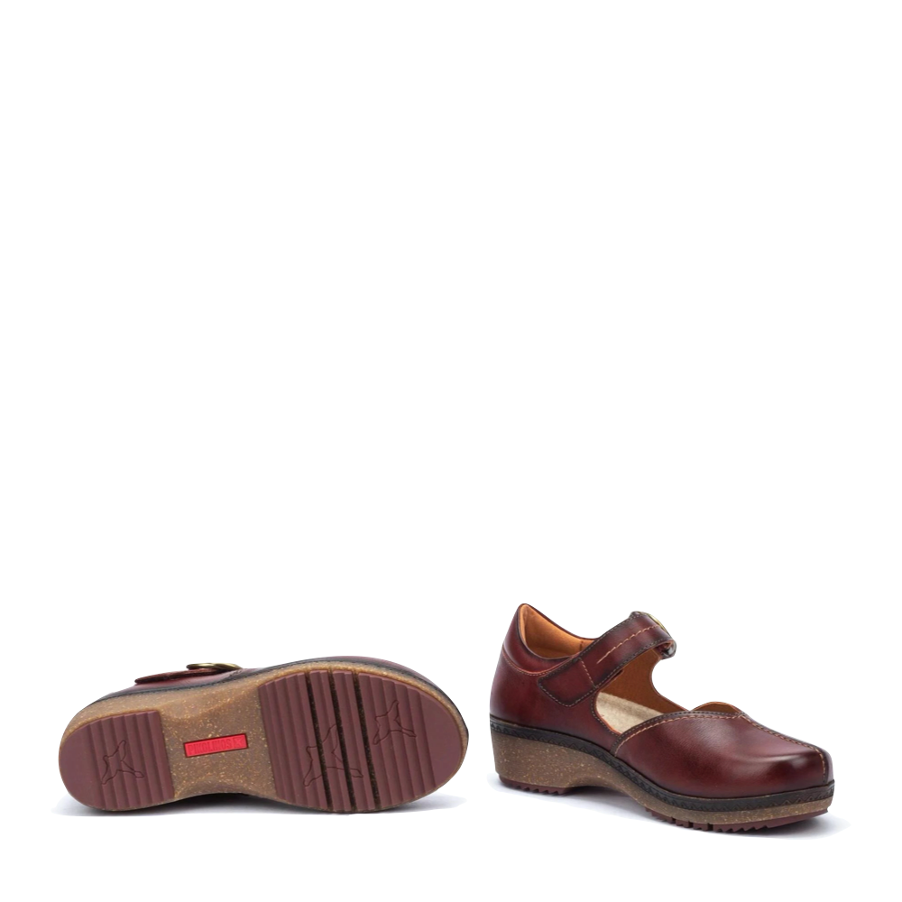 Bottom and side view of Pikolinos Granada Leather Mary Jane for women.