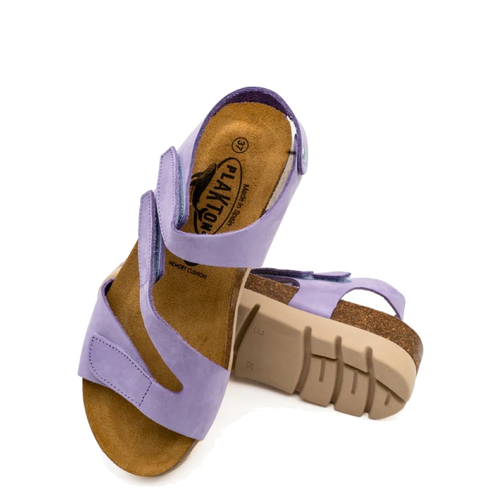 Top-down and bottom view of Plakton Jane Sandal for women.