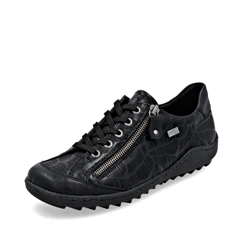Remote Women's Liv 02 Side Zip Waterproof Lace Sneaker in Schwarz Black