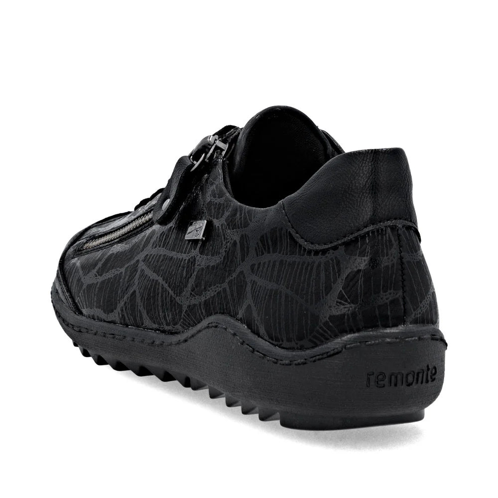 Remote Women's Liv 02 Side Zip Waterproof Lace Sneaker in Schwarz Black