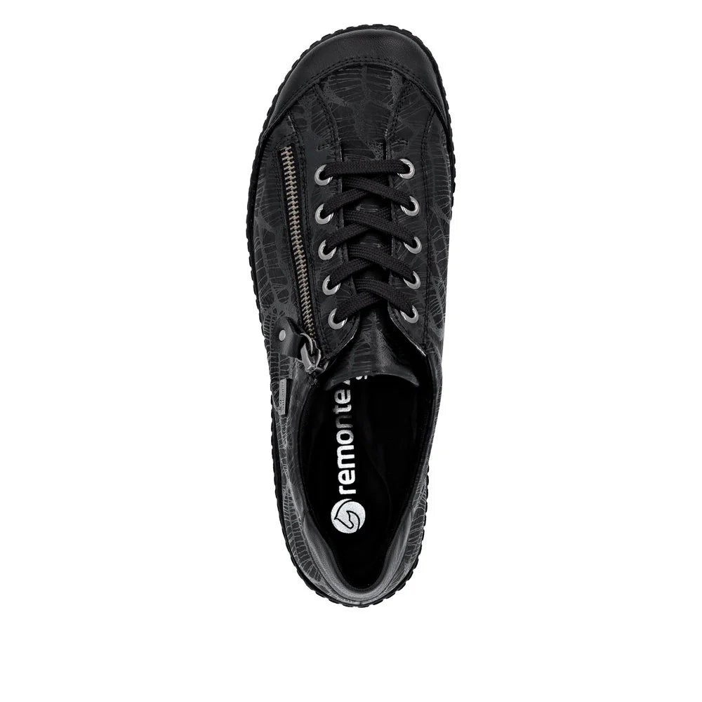 Remote Women's Liv 02 Side Zip Waterproof Lace Sneaker in Schwarz Black