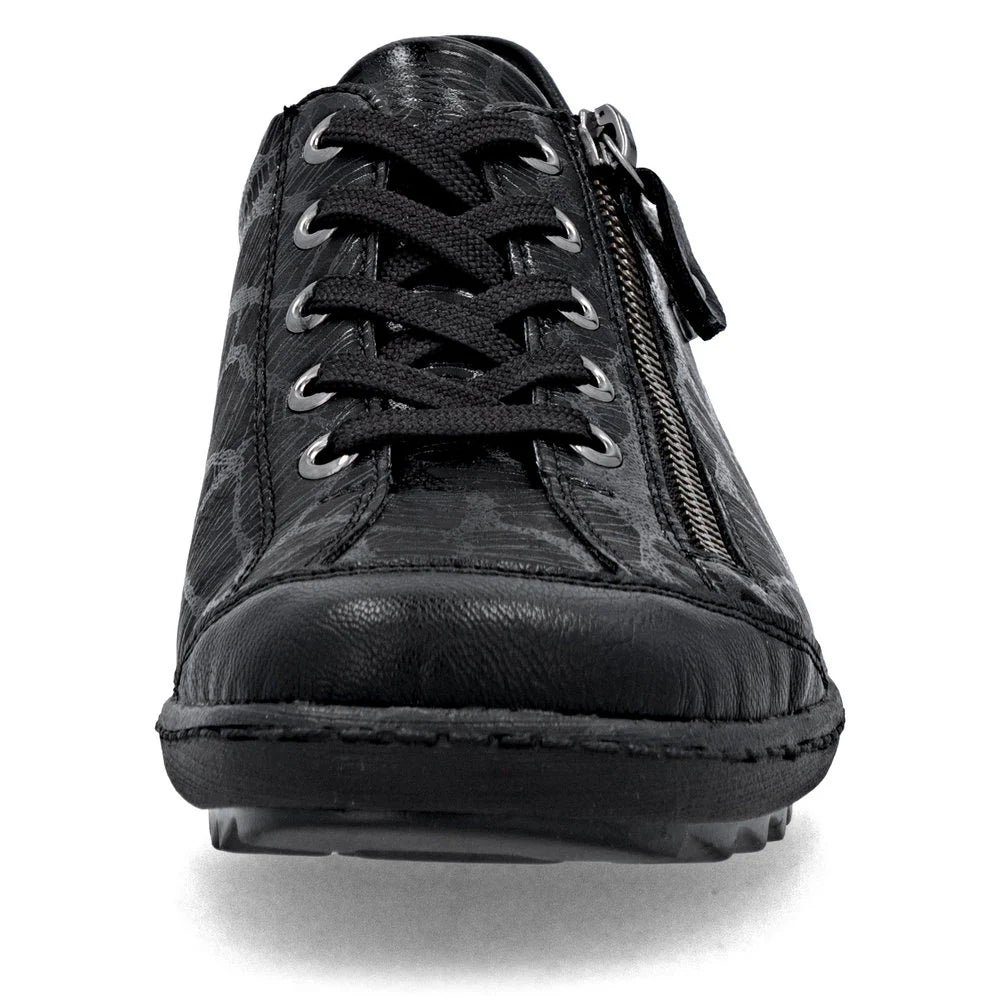 Remote Women's Liv 02 Side Zip Waterproof Lace Sneaker in Schwarz Black