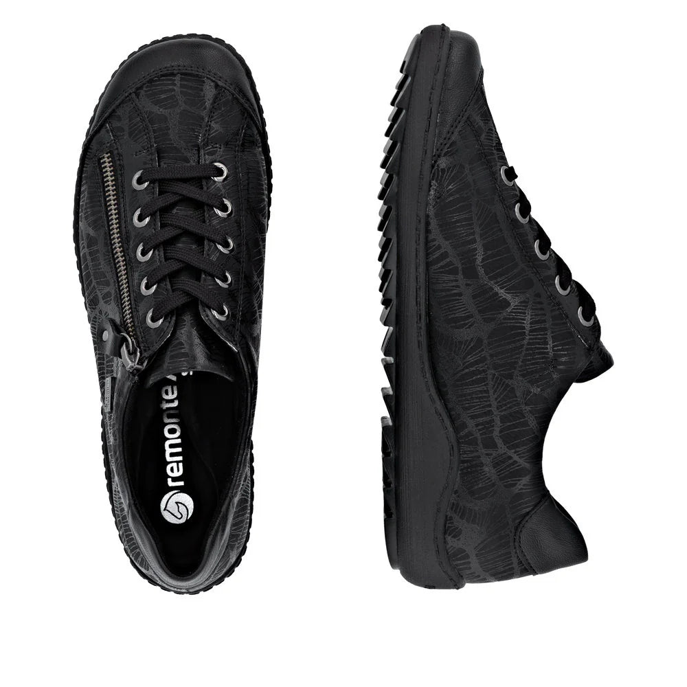 Remote Women's Liv 02 Side Zip Waterproof Lace Sneaker in Schwarz Black