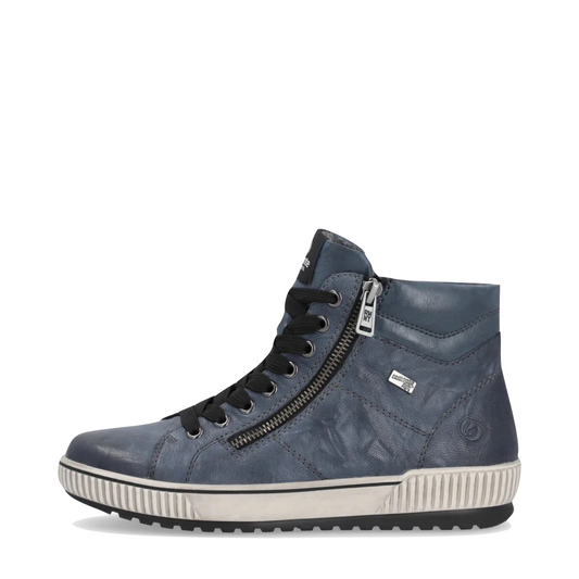 Remonte Women's Maditta 72 Mid Double Side Zip Lace Waterproof Boot (Navy)