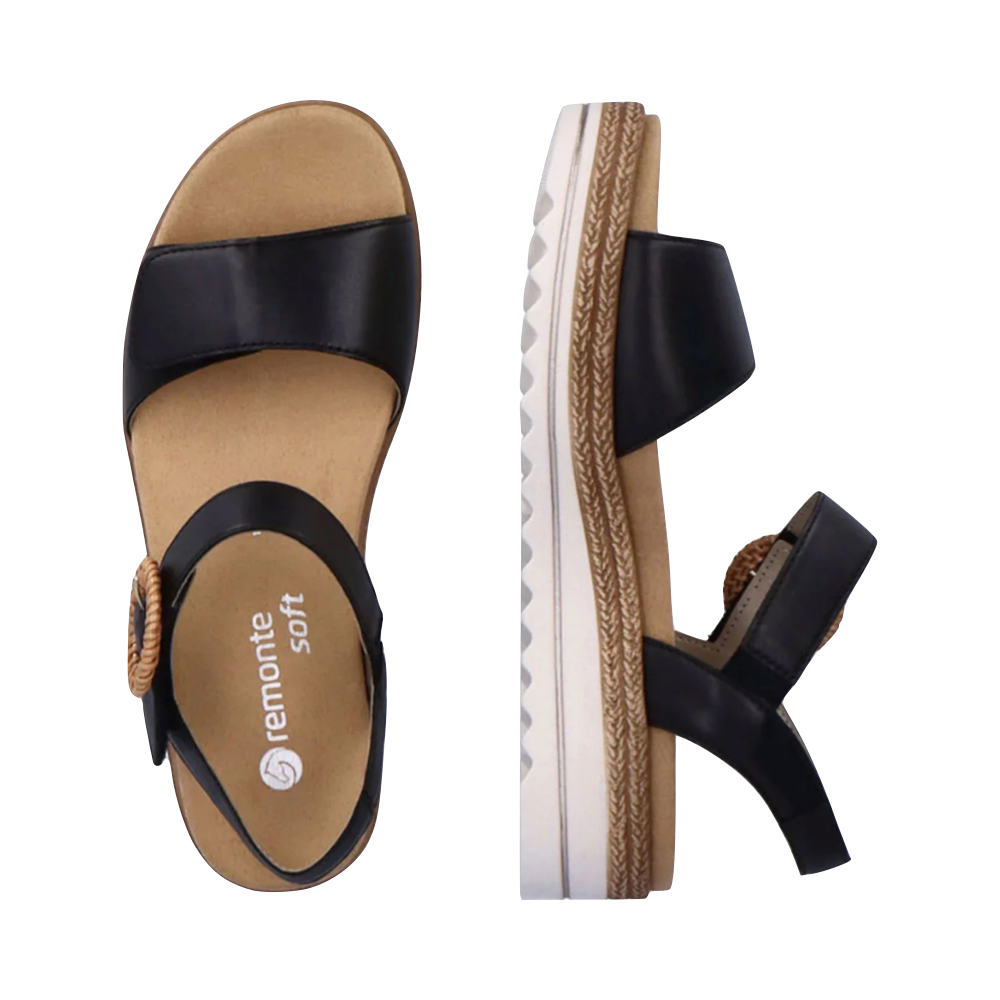 Top-down and side view of Remonte 52 Platform Sandal for women.