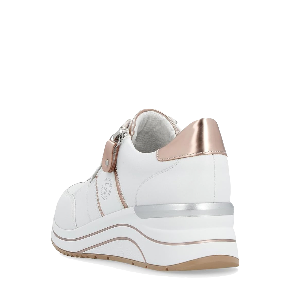 Heel view of Remonte Eleni 04 Wedge Sneaker for women.