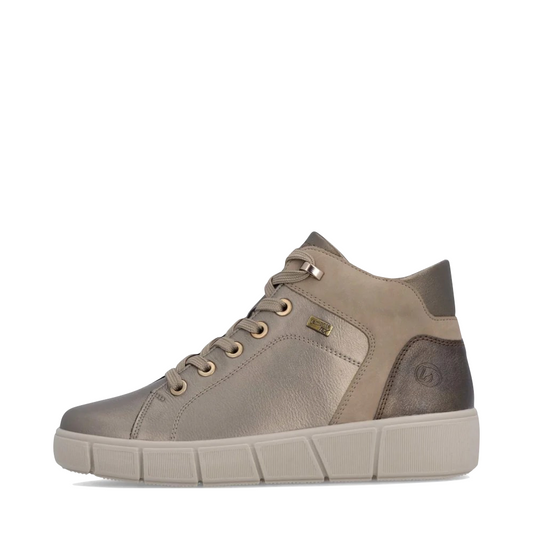 Side (left) view of Remonte Gesa 77 Waterproof Side Zip Lace Boot for women.