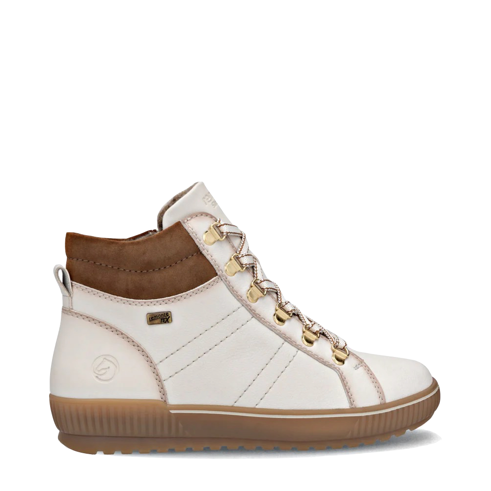 Side (right) view of Remonte Maditta 81 Side Zip Lace Waterproof Boot for women.