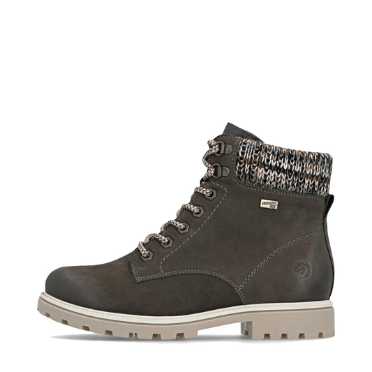 Side (left) view of Remonte Samira 87 Side Zip Waterproof Lace Boot for women.