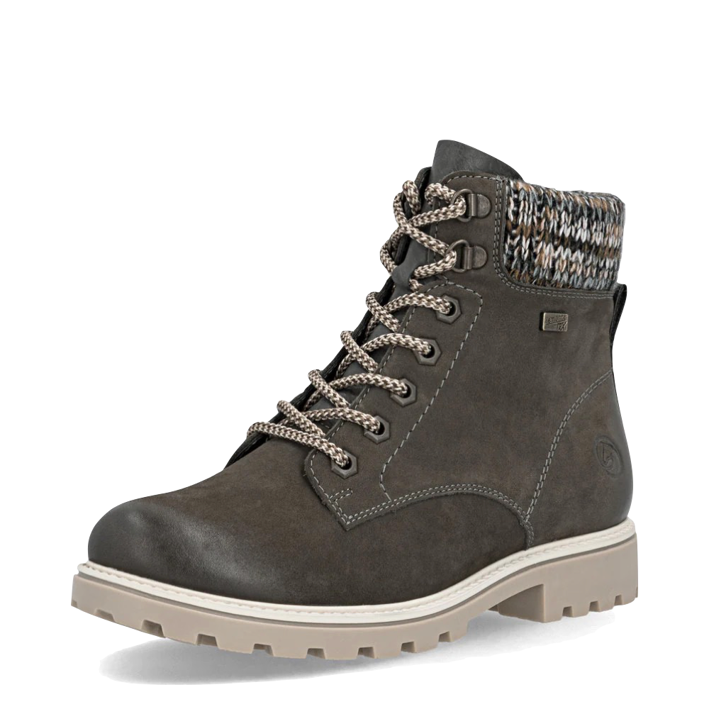 Toe view of Remonte Samira 87 Side Zip Waterproof Lace Boot for women.