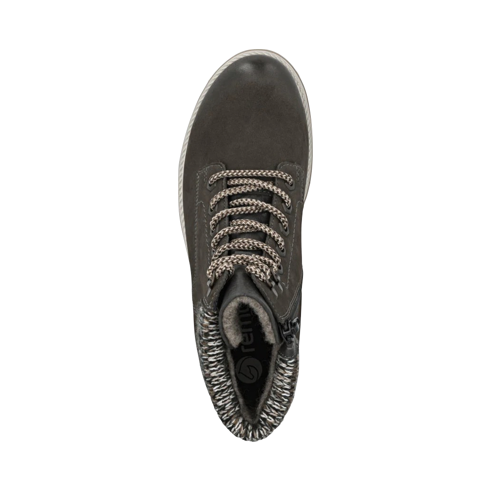 Top-down view of Remonte Samira 87 Side Zip Waterproof Lace Boot for women.
