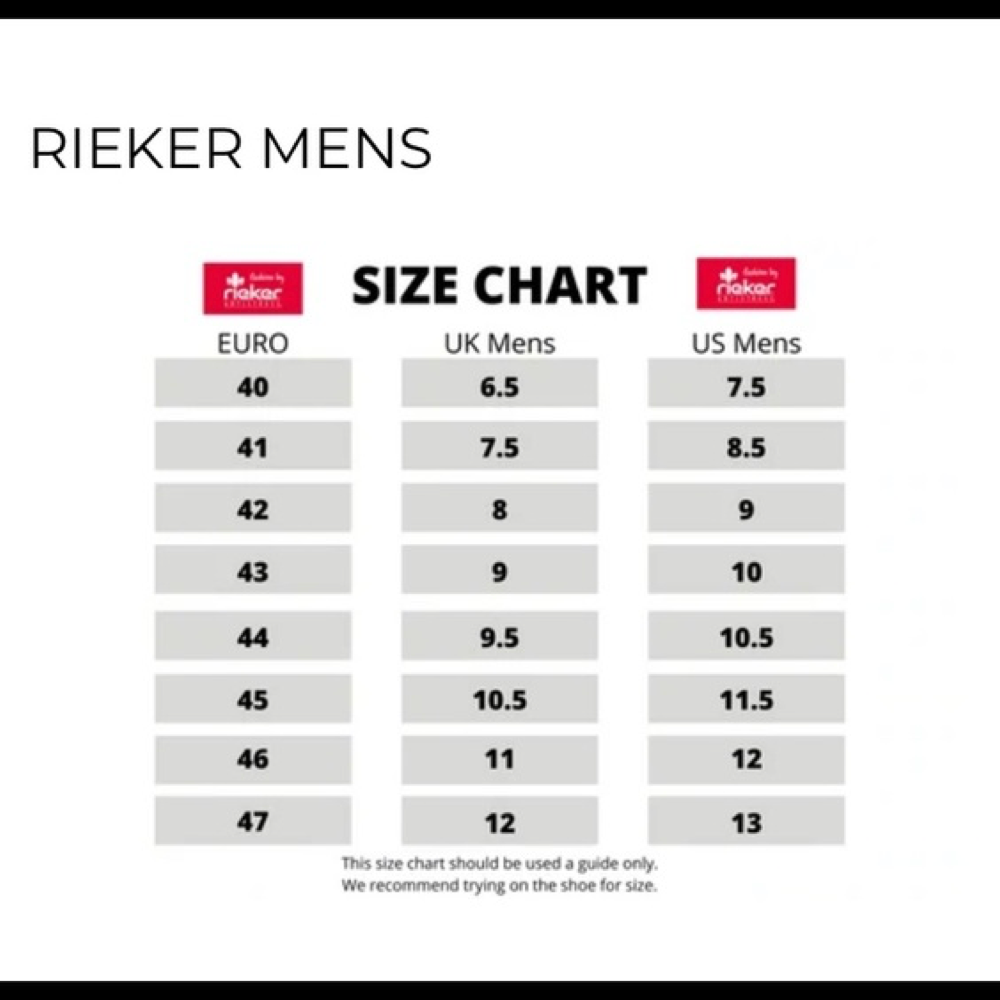 Rieker sizing chart.