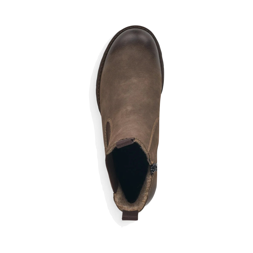 Top-down view of Rieker 70 Chelsea Side Zip Suede Boot for women.