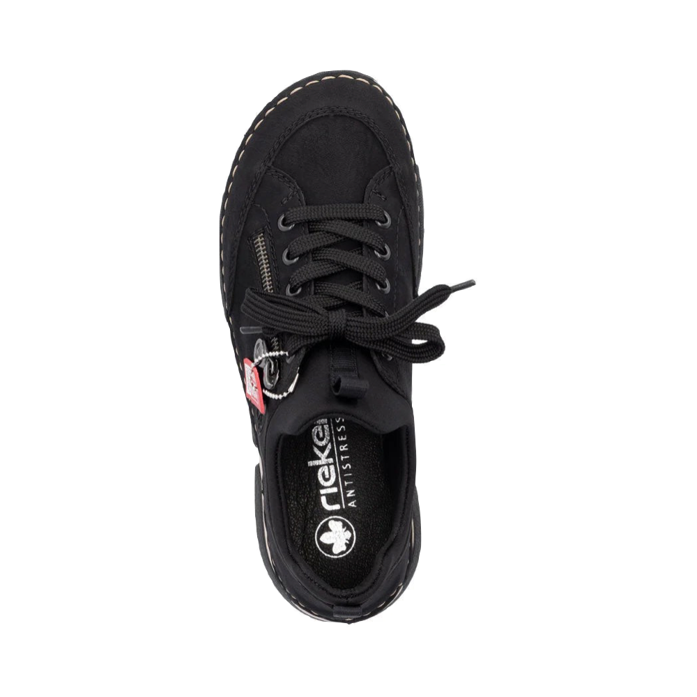 Top-down view of Rieker Angela 73 Side Zip Lace Sneaker for women.