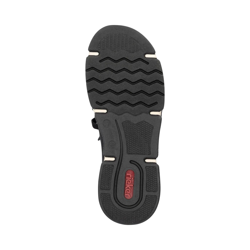Bottom view of Rieker Angela 73 Side Zip Lace Sneaker for women.