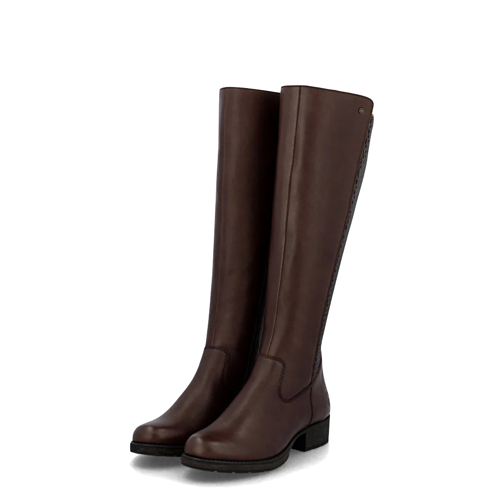 Toe view of Rieker Faith 91 Tall Side Zip Leather Boot for women.