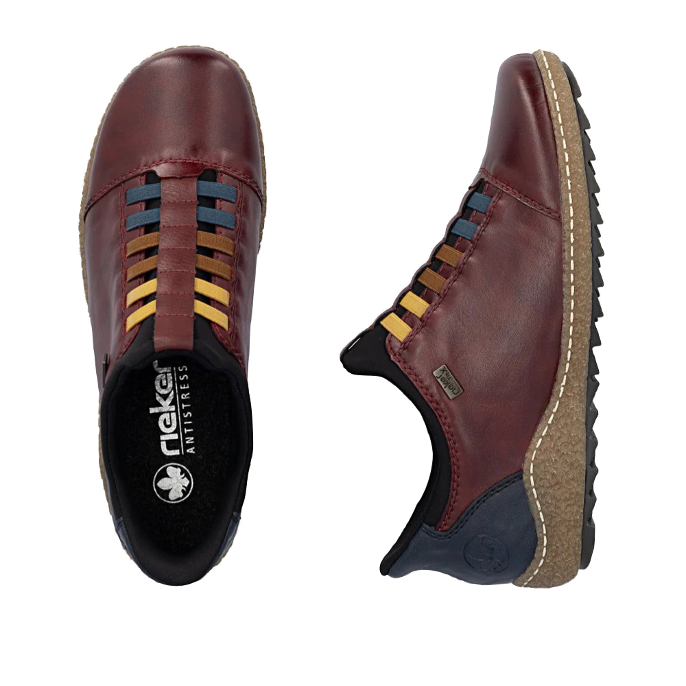 Top-down and side view of Rieker Liv 62 Waterproof Boot for women.