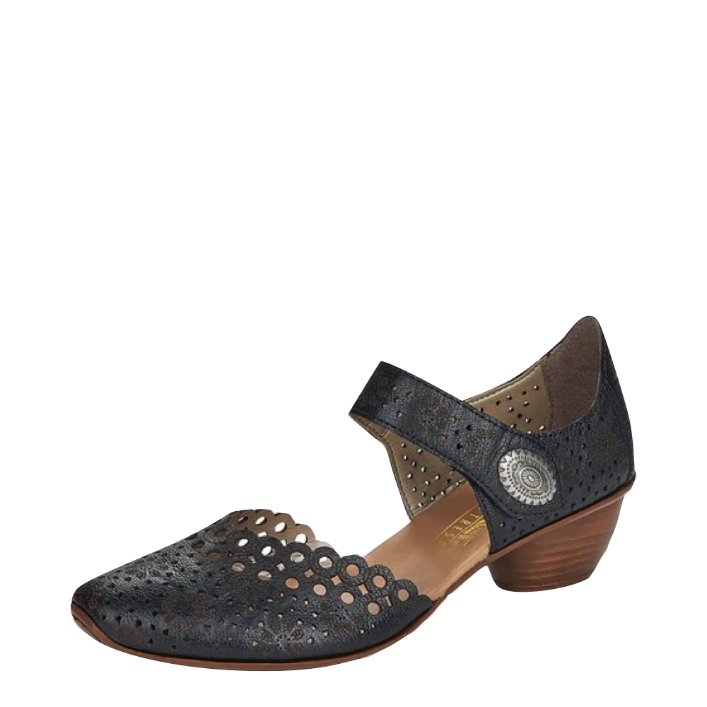 Mudguard and Toe view of Rieker Mirjam 53 Heeled Mary Jane for women.