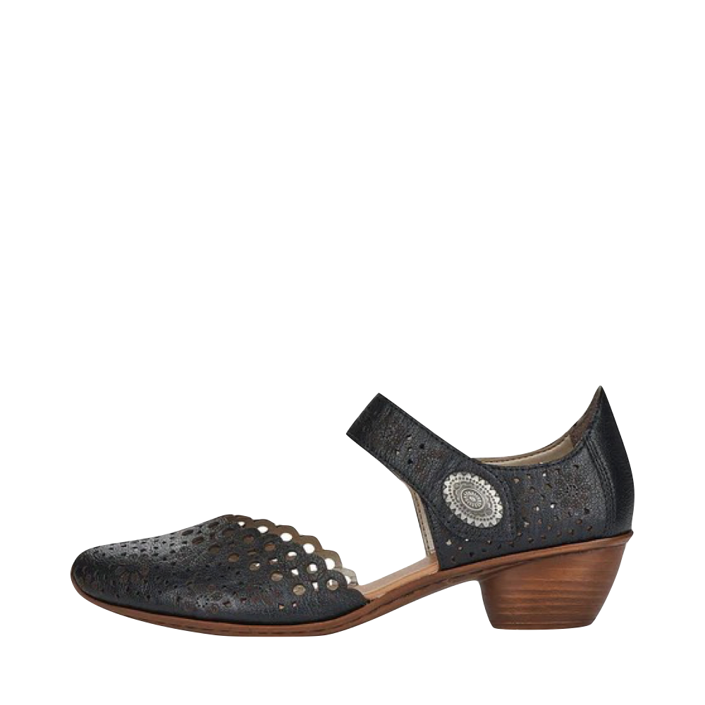 Side (left) view of Rieker Mirjam 53 Heeled Mary Jane for women.