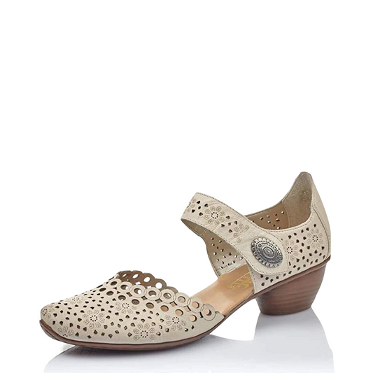 Rieker Women's Mirjam 53 Heeled Mary Jane (Cream)