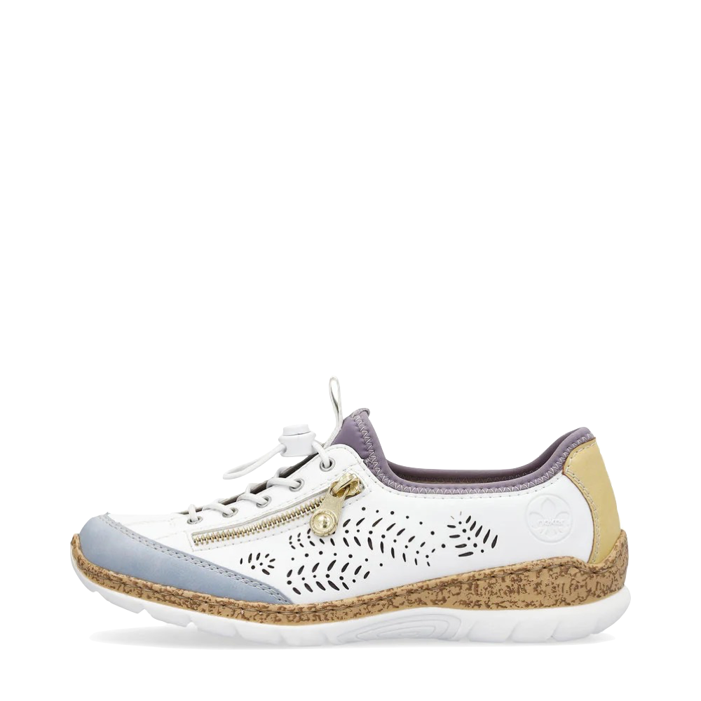 Side (left) view of Rieker Nikita K6 Bungee Side Zip Sneaker for women.