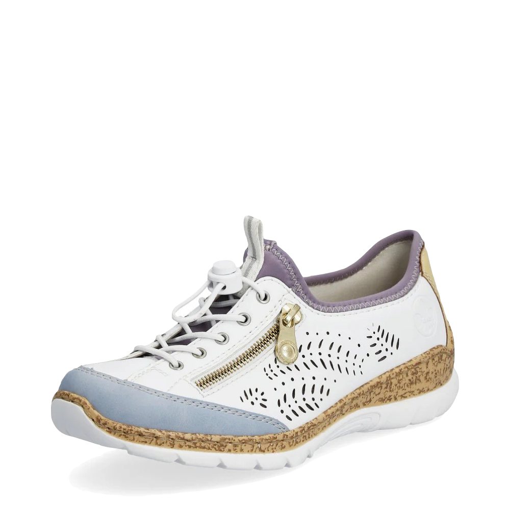 Mudguard and Toe view of Rieker Nikita K6 Bungee Side Zip Sneaker for women.