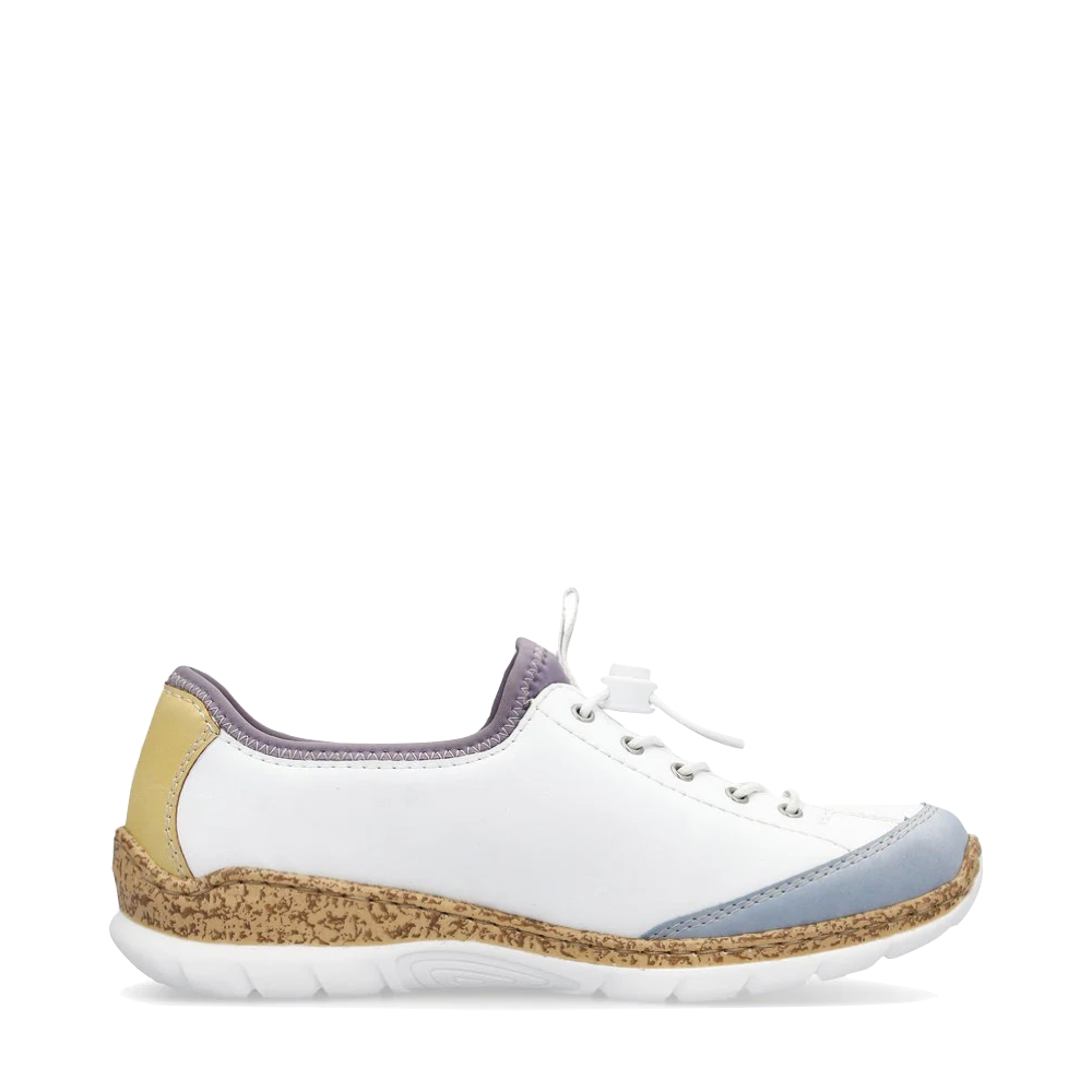 Side (right) view of Rieker Nikita K6 Bungee Side Zip Sneaker for women.