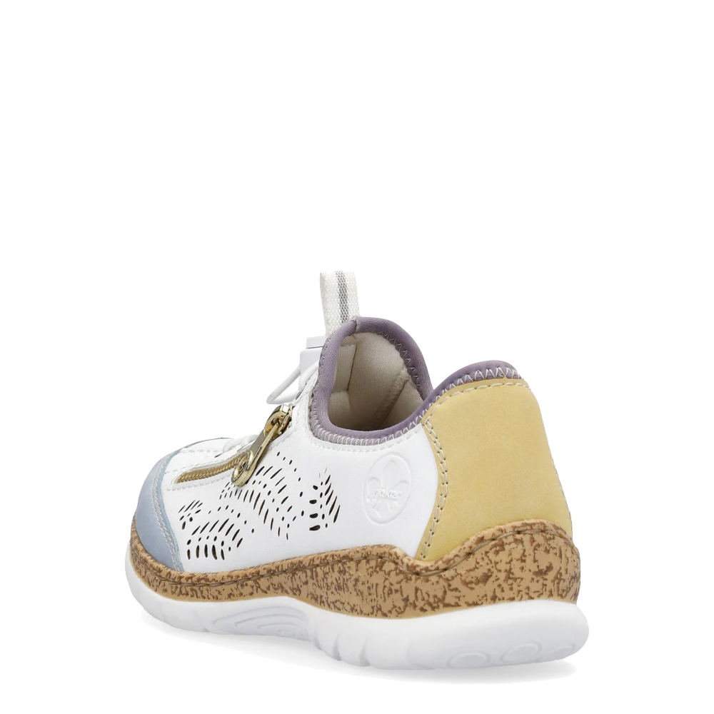 Heel view of Rieker Nikita K6 Bungee Side Zip Sneaker for women.