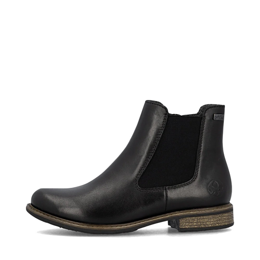 Side (left) view of Rieker Ornella 70 Waterproof Side Zip Chelsea Boot for women.