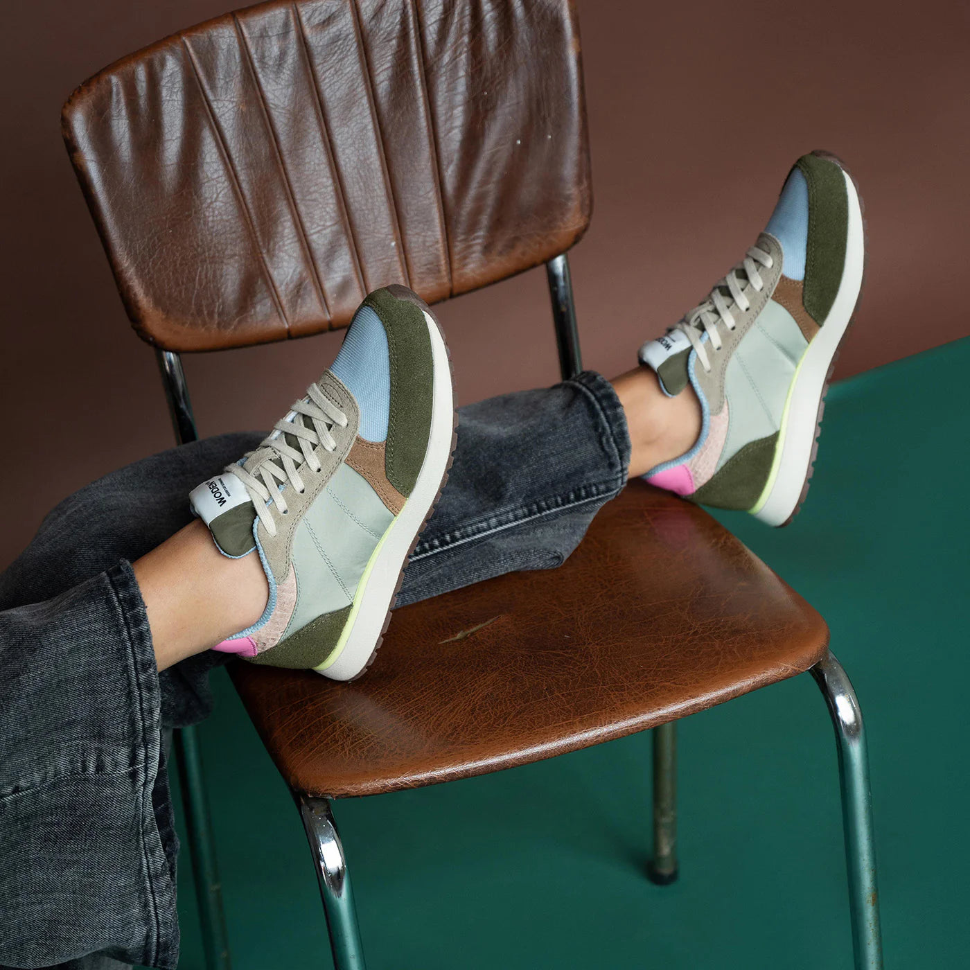 Woden Women's Ronja Sneaker in Stone Multi