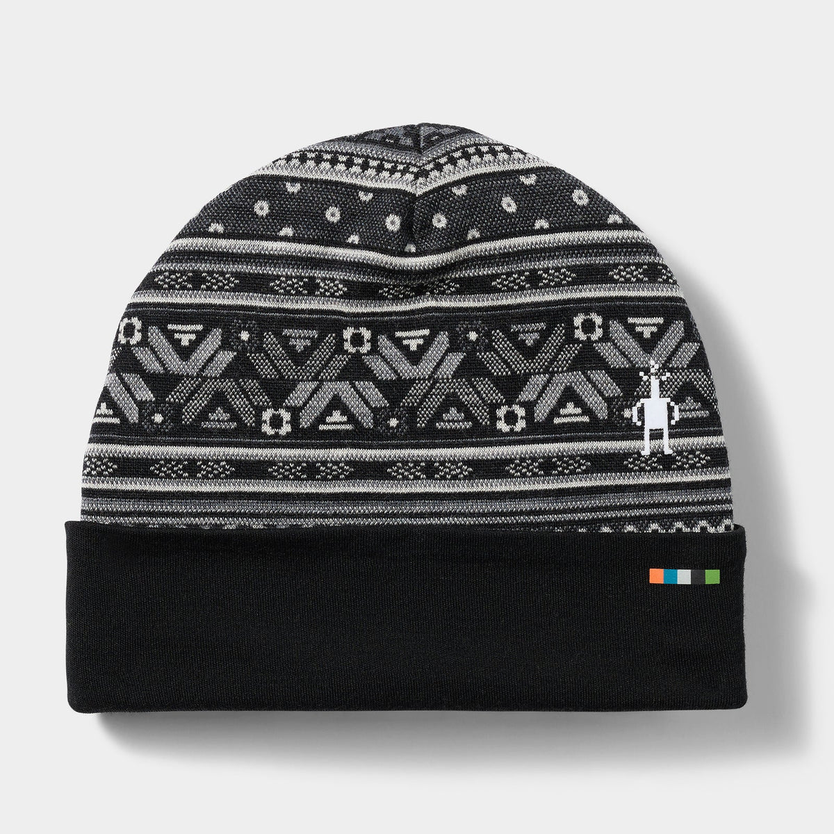 Smartwool Thermal Merino Reversible Cuffed Beanie in Black Fair Isle Fun