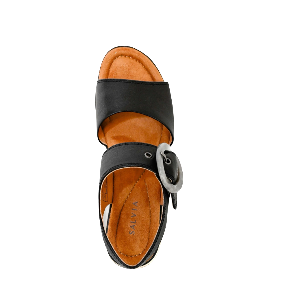 Top-down view of Salvia Arlo Nappa Leather Sandal for women.