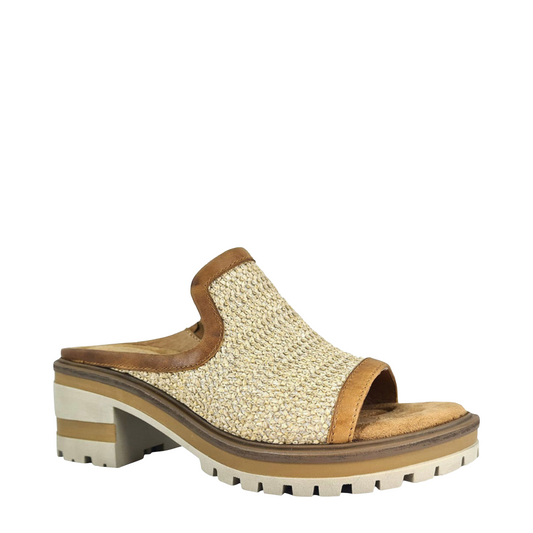 Side (right) view of Salvia Harper X Heeled Slide Sandal for women.