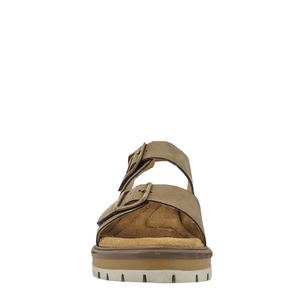 Front view of Salvia Honey Heel Nubuck Sandal for women.