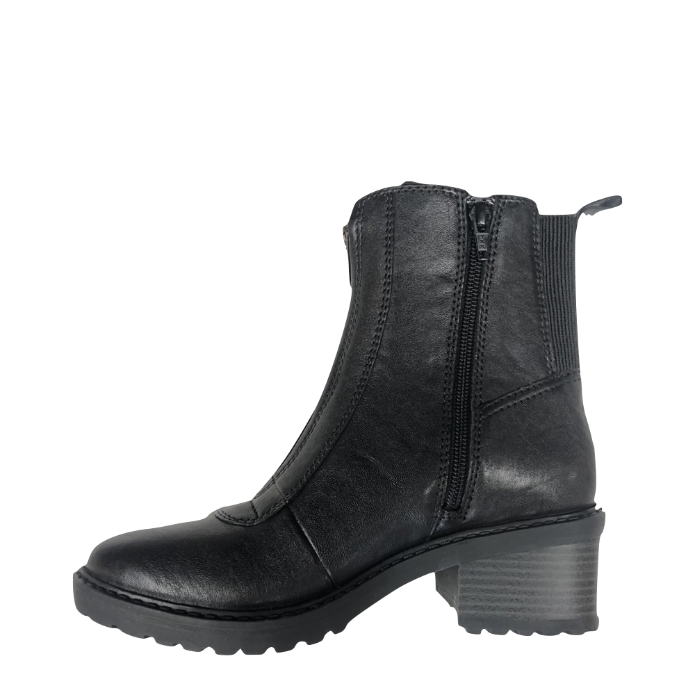Salvia Women's Mia Leather Front Zip Boot (Black)